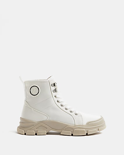 Nushu cream chunky hiker ankle boots