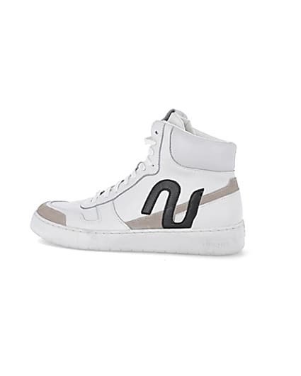 360 degree animation of product Nushu white 3d trim leather high top trainers frame-4
