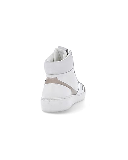 360 degree animation of product Nushu white 3d trim leather high top trainers frame-10