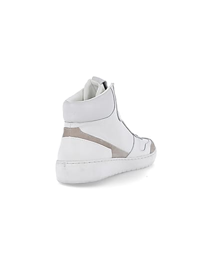 360 degree animation of product Nushu white 3d trim leather high top trainers frame-11
