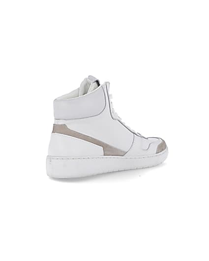 360 degree animation of product Nushu white 3d trim leather high top trainers frame-12