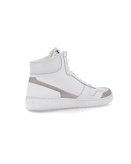 360 degree animation of product Nushu white 3d trim leather high top trainers frame-13