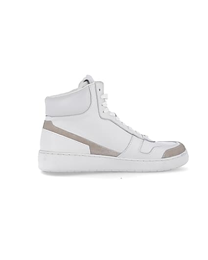 360 degree animation of product Nushu white 3d trim leather high top trainers frame-14