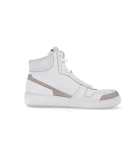360 degree animation of product Nushu white 3d trim leather high top trainers frame-15