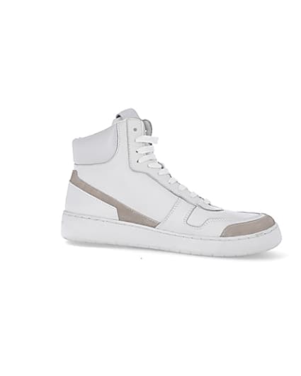 360 degree animation of product Nushu white 3d trim leather high top trainers frame-16