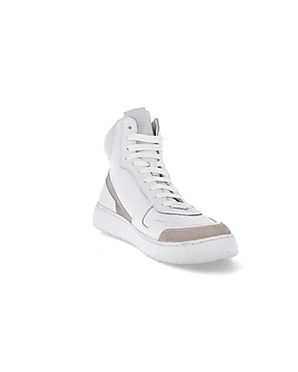 360 degree animation of product Nushu white 3d trim leather high top trainers frame-19