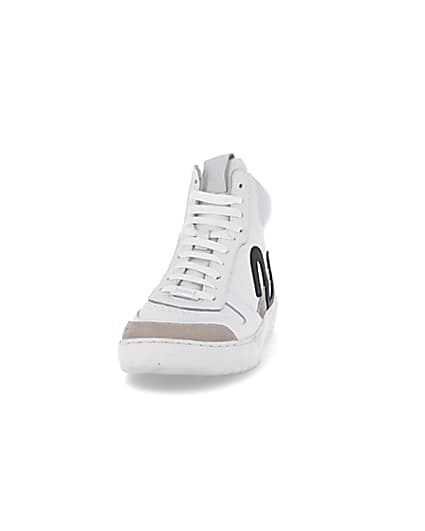 360 degree animation of product Nushu white 3d trim leather high top trainers frame-22