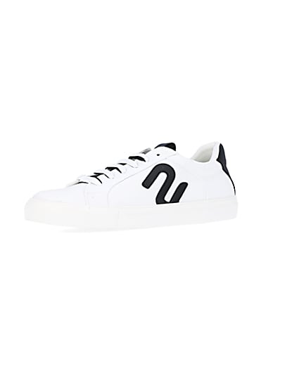 360 degree animation of product Nushu white lace up trainers frame-1