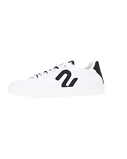 360 degree animation of product Nushu white lace up trainers frame-2