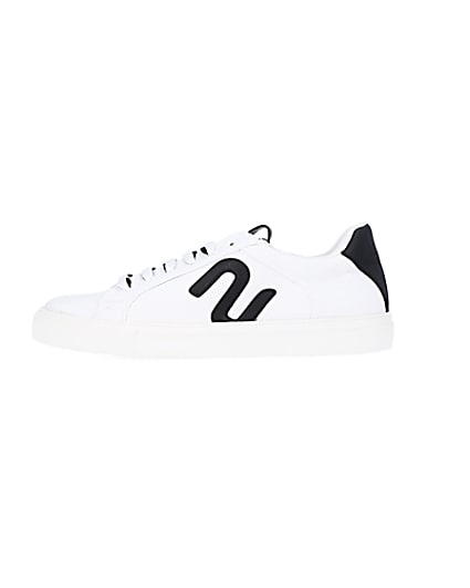 360 degree animation of product Nushu white lace up trainers frame-3