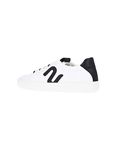 360 degree animation of product Nushu white lace up trainers frame-5