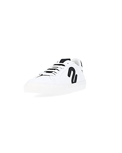 360 degree animation of product Nushu white lace up trainers frame-23