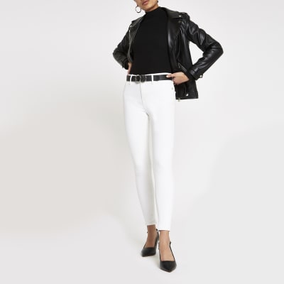 river island white skinny jeans