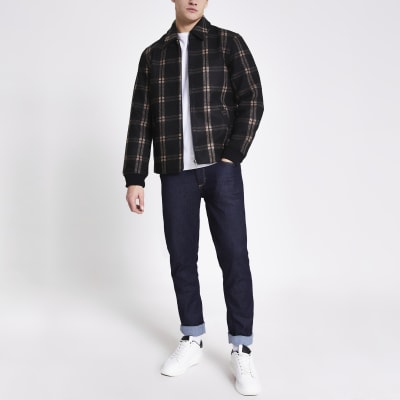 Only and Sons grey check jacket | River Island