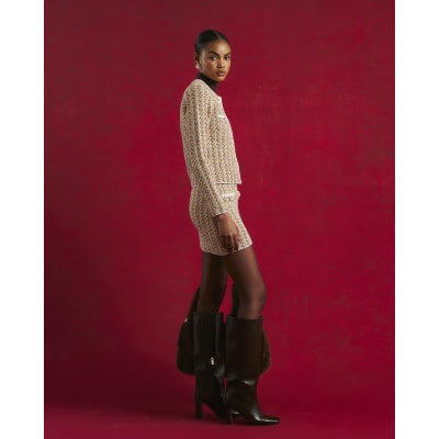 Orange Boucle Mini Skirt