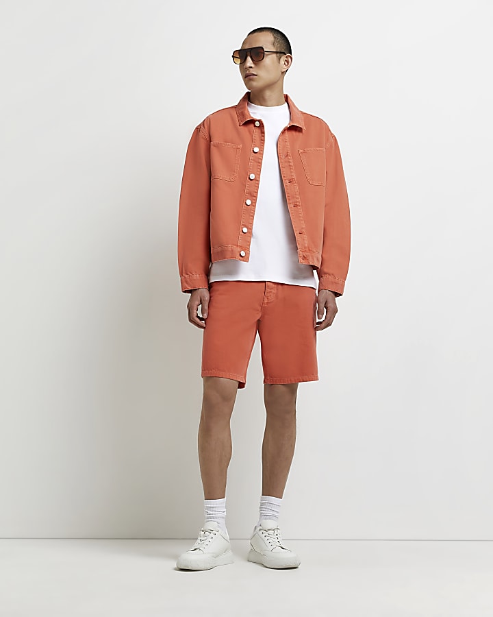 Orange Boxy fit denim jacket