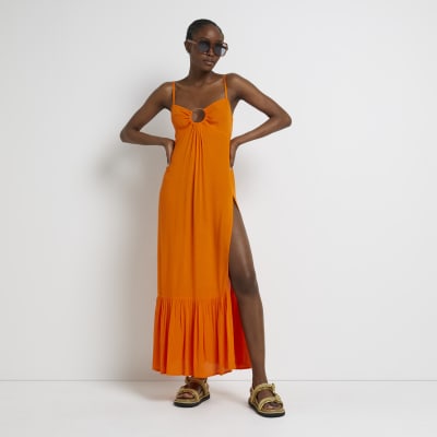 river island orange maxi dress