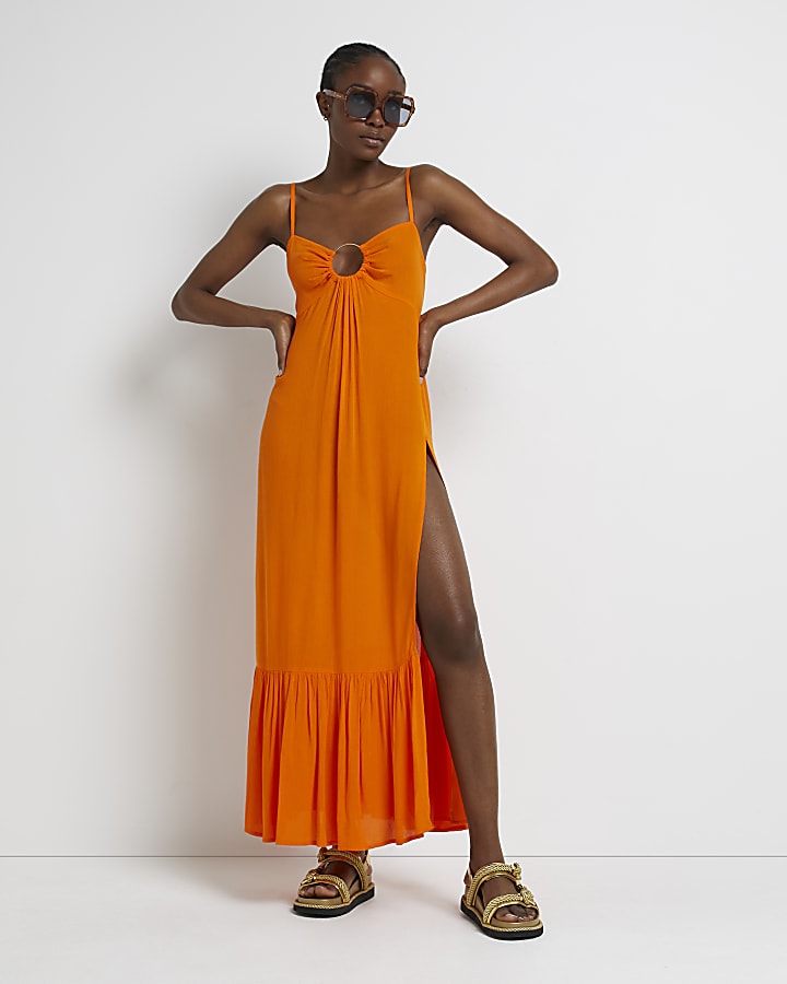 Orange cami maxi dress