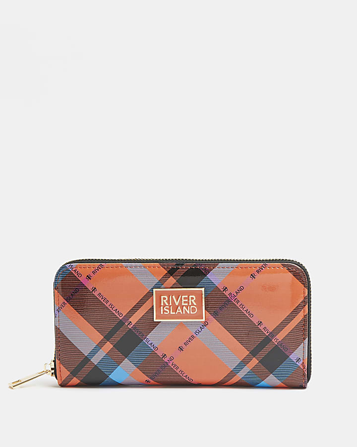 Orange check purse