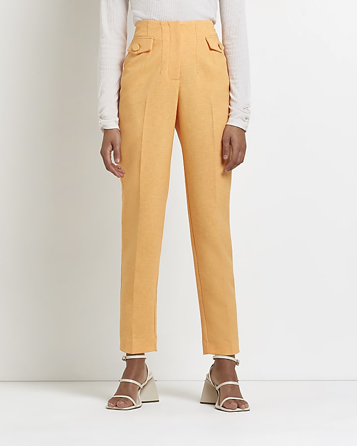 Orange cigarette trousers