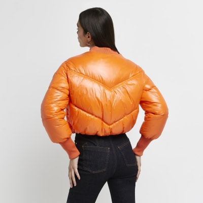 orange bubble coat