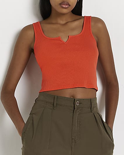 Orange cropped vest top
