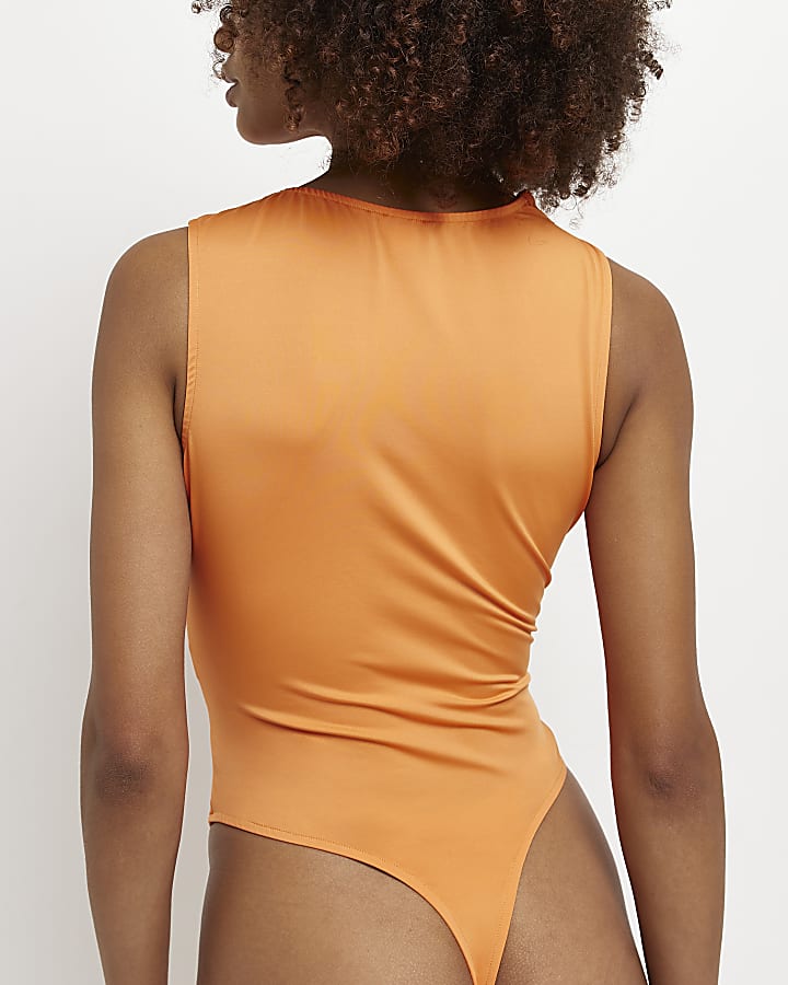 Orange cut out bodysuit
