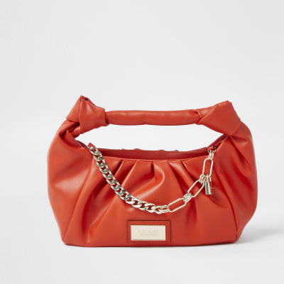 orange bag with chain