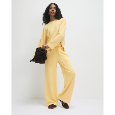 Orange Drawstring Wide Leg Joggers