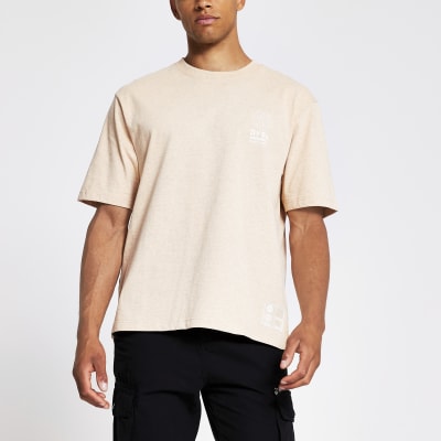 Orange dye print boxy fit T-shirt | River Island