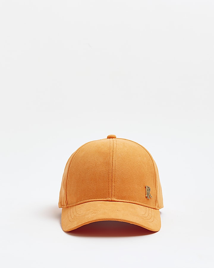Orange faux suede cap