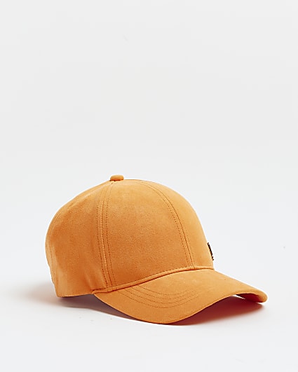 Orange faux suede cap