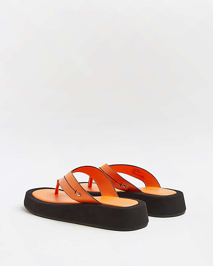 Orange flatform sandals