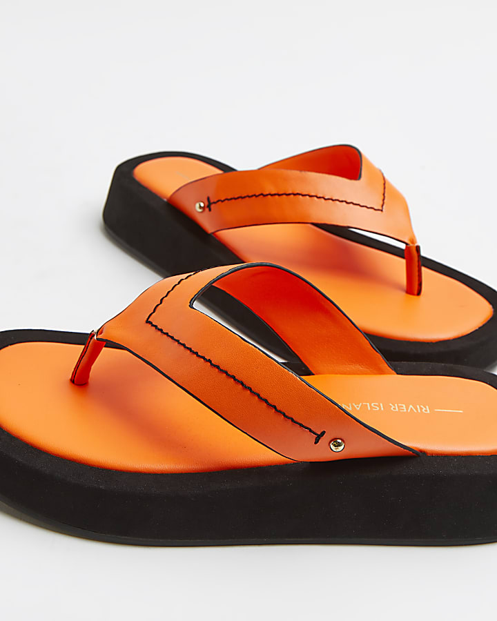 Orange flatform sandals