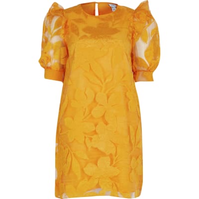 river island orange floral dress