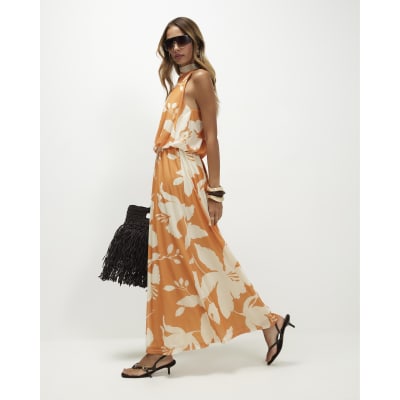 Floral Print Halter Neck Dress