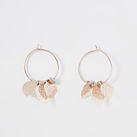Orange flower hoop earrings