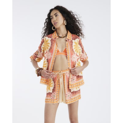 Short Orange River Island Au Crochet - Taille 10 - Occasion Très Bon état (porté Une Fois)