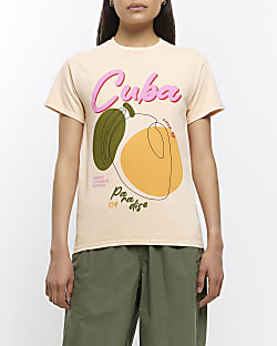 Orange graphic print t-shirt