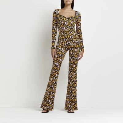 orange flare trousers