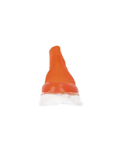 360 degree animation of product Orange knitted high top trainers frame-21