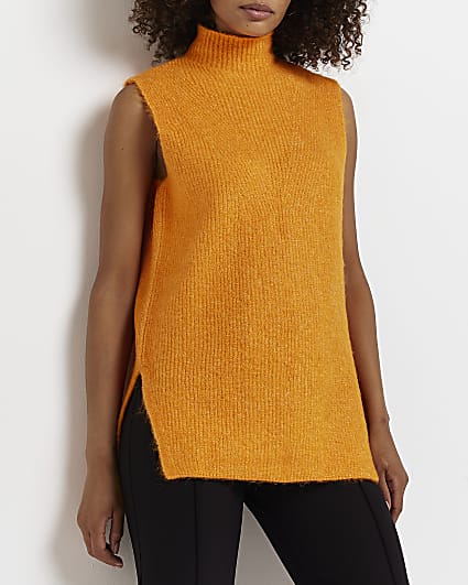 Orange knitted tank top