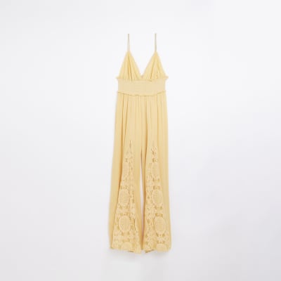 Orange lace cami maxi jumpsuit