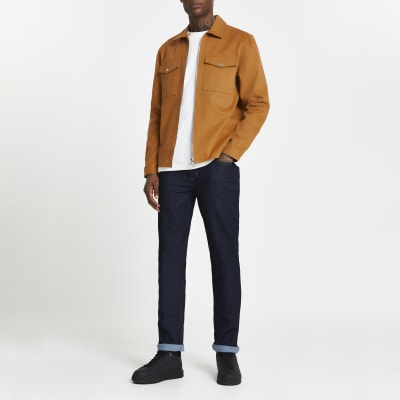 Orange long sleeve zip front shacket | River Island