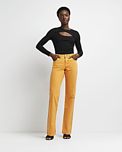 Orange low rise straight jeans