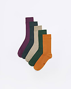 Orange multipack of 5 ankle socks