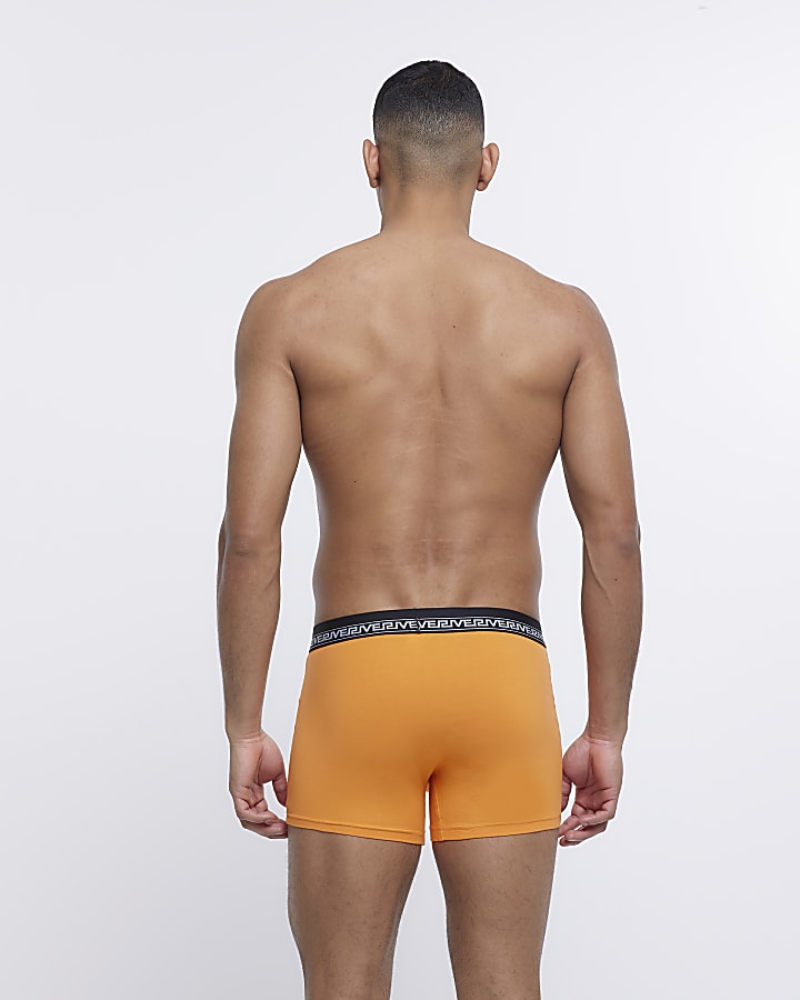 Orange multipack of 5 River waistband boxers