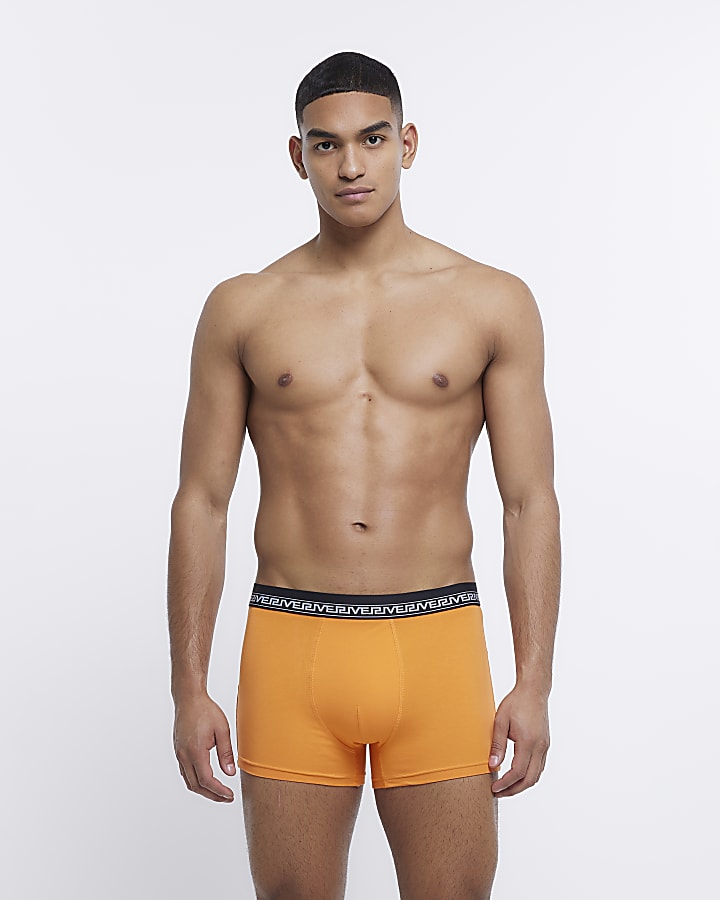 Orange multipack of 5 River waistband boxers