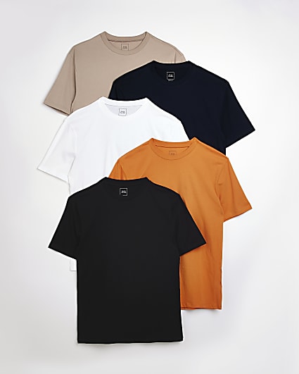 Orange multipack of 5 slim t-shirts