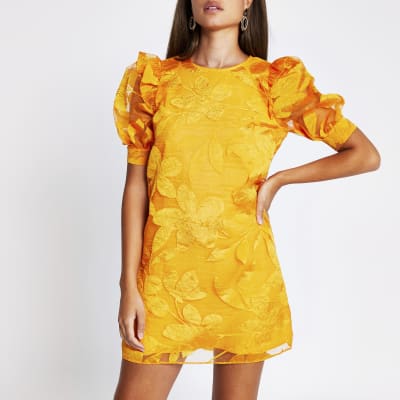 river island orange dress